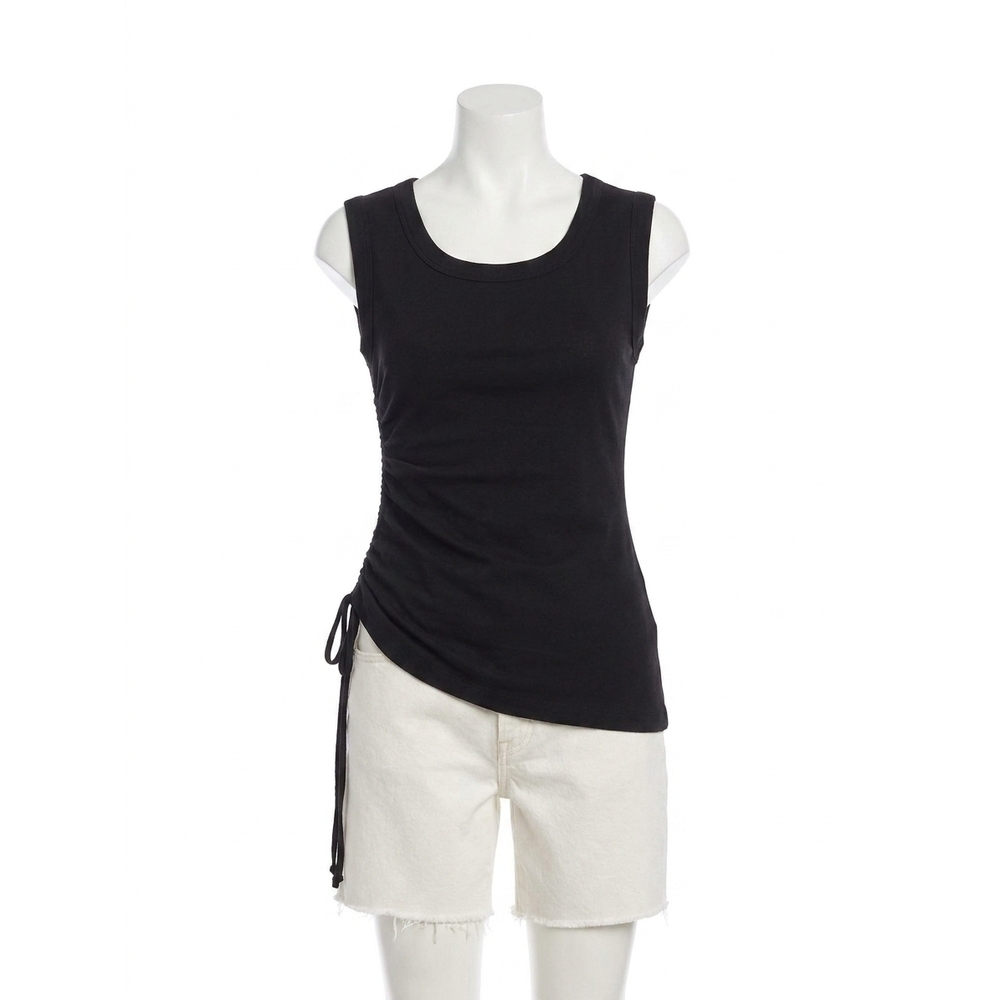 NEW FIFTEEN TWENTY tia side-shirred tank top in black